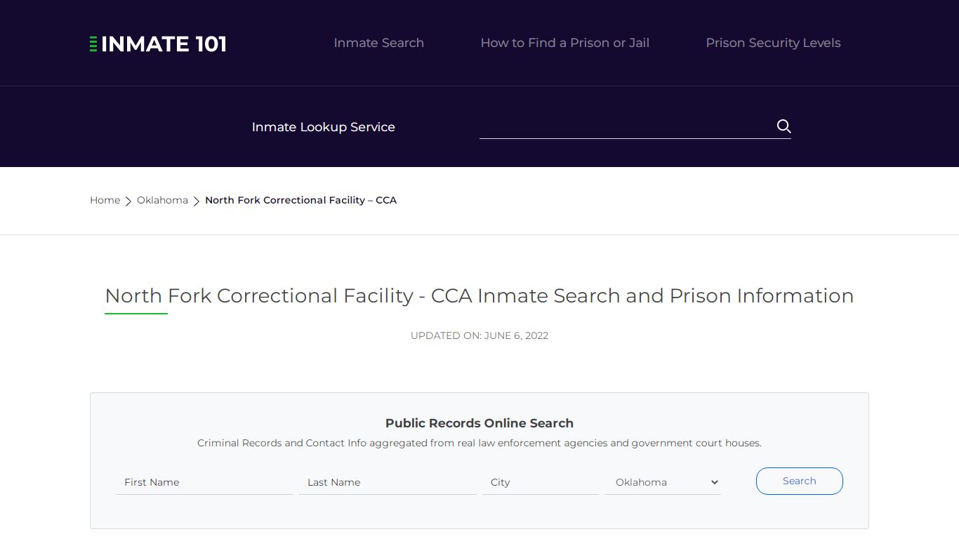 North Fork Correctional Facility - CCA Inmate Search ...